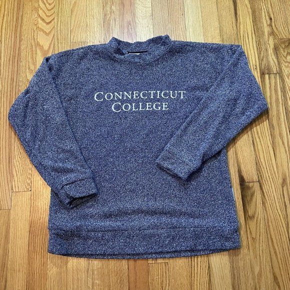 CONNETICUT COLLEGE CREWNECK PULLOVER Sweatshirt Size LARGE WOOLLY THREADS - USA - Picture 1 of 5